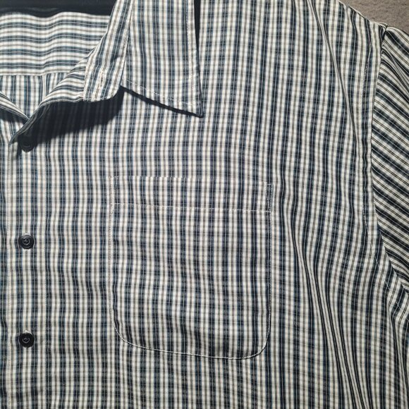 Men's Synergy 6XL Blue/Grey/White  Button Down Dress Short-Sleeve Shirt - Picture 2 of 5
